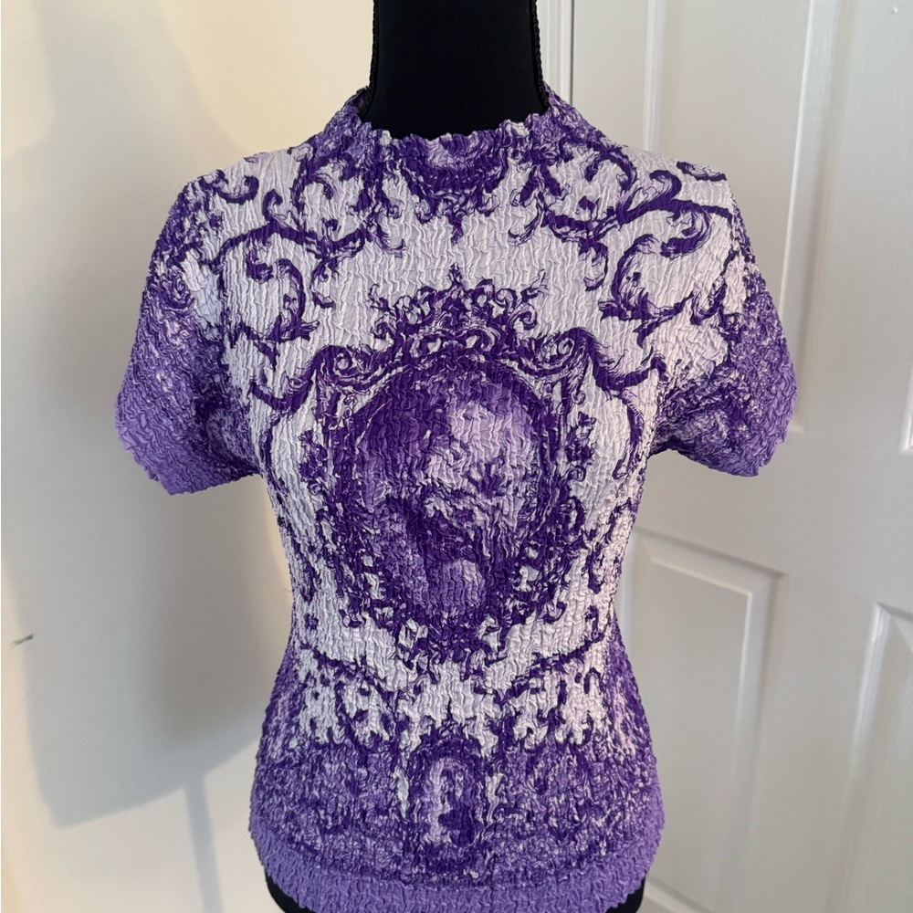 Stillman Studios Purple/White Textured Women's Top M